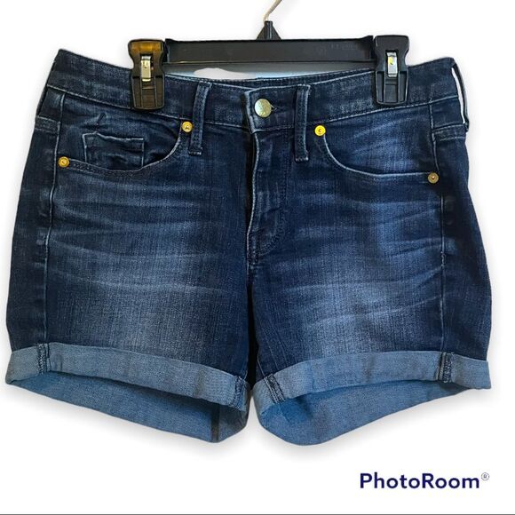 Mossimo Women’s High Waist Midi Dark Denim Shorts Size 2 - Picture 1 of 4
